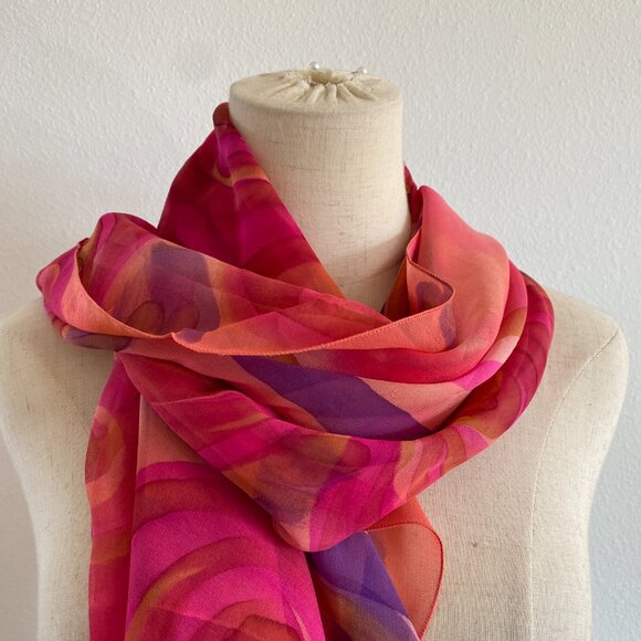 Vibrant Pink and Purple Rose Scarf - Picture 2 of 5